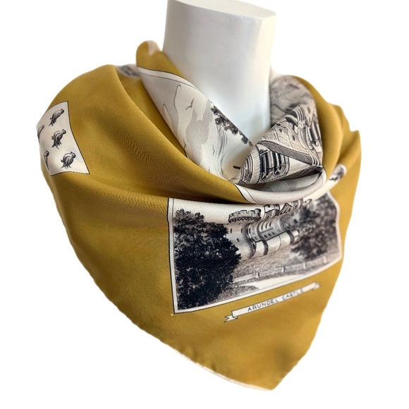 Vintage British Landmark Silk Scarf 🇬🇧 – Chichester Cathedral - 30" Square - Picture 5 of 15